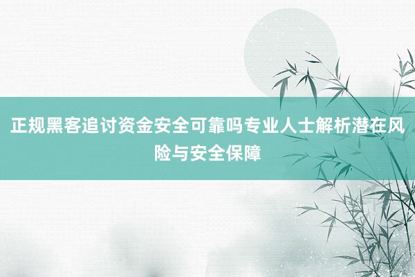 正规黑客追讨资金安全可靠吗专业人士解析潜在风险与安全保障