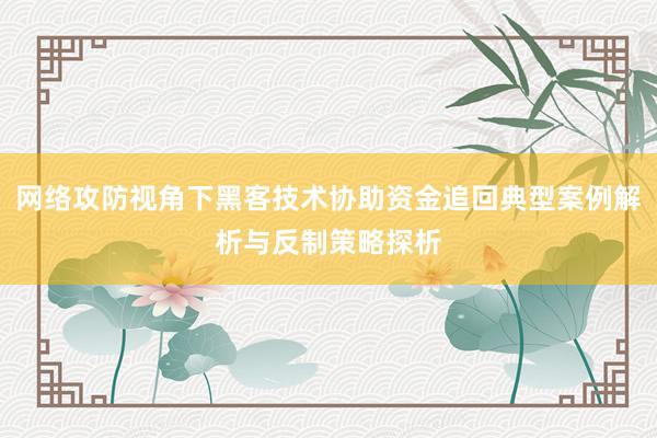 网络攻防视角下黑客技术协助资金追回典型案例解析与反制策略探析